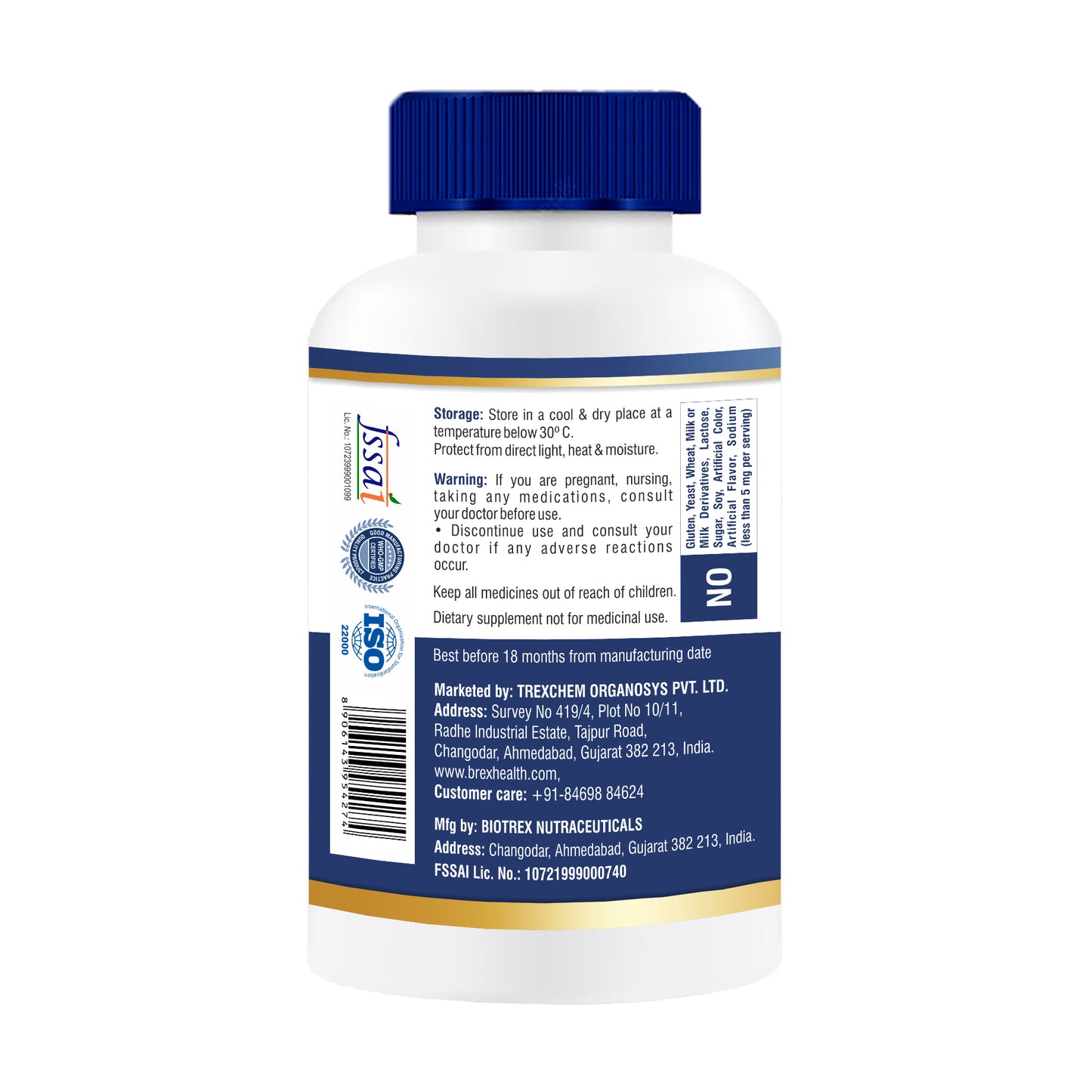 Brexhealth Biobrex Probiotics 50 Billion Supplement With 20 Prebiotic Strains & 150mg Pre Biotics, For Men & Women - 120 Veg Capsules