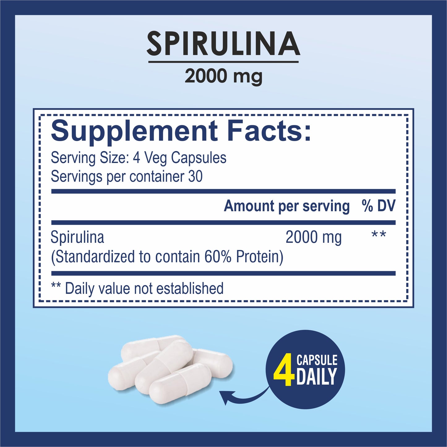 Brexhealth Spirulina 2000mg | GreenSuper Food For Weight Management & Immunity Booster | Supports Healthy Heart | For Men & Women - 120 Vegetarian Capsules