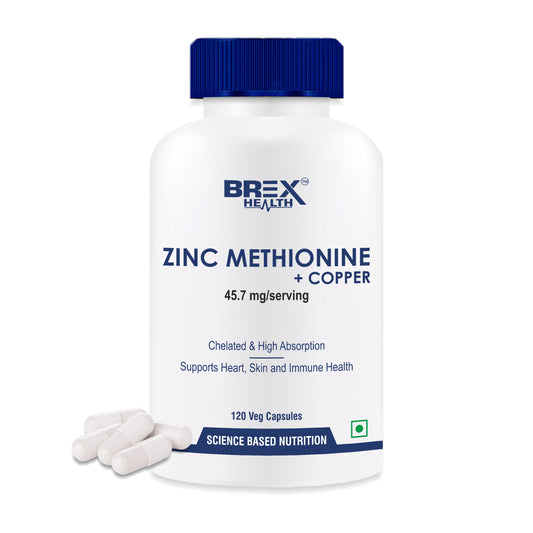 Brexhealth Zinc Methionine Plus Chelated Copper | Antioxidant Supplement | Supports Immune Health - 120 Veg Capsules
