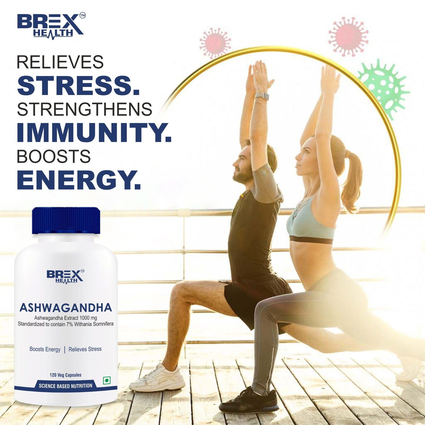 Brexhealth Ashwagandha 1000Mg | Helps Improving Immunity | Boost Energy, Strength, Stamina | For Men & Women - 120 Veg Capsules