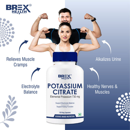 Brexhealth Potassium Citrate Supplement | Supports Kidney Function & Healthy Muscle - 120 Vegetable Capsules