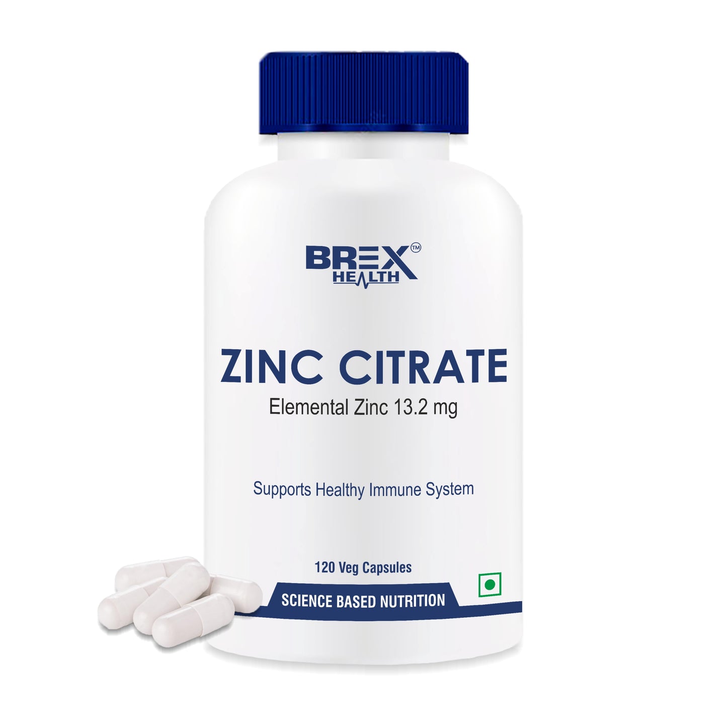 Brexhealth Zinc Citrate Supplements | Supports Healthy Immune System - 120 Veg Capsules